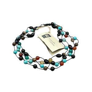 Eternal Threads Necklace Semi Precious Stone Beads 4 Strand Knotted Colorful NWT